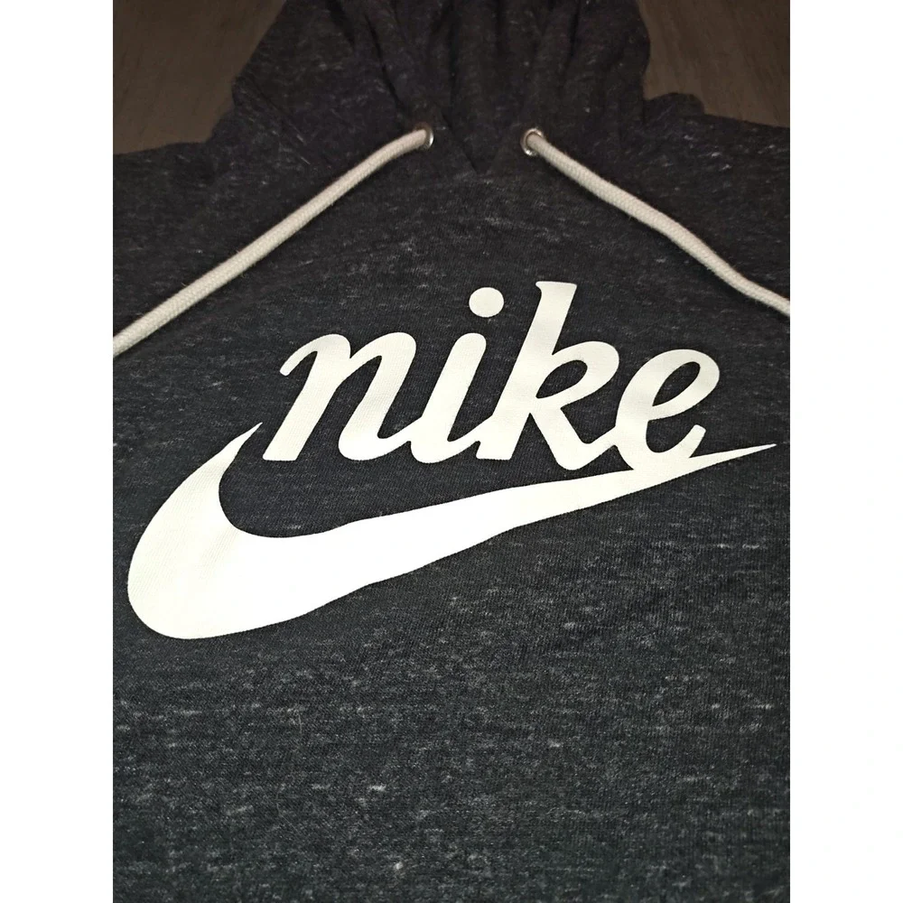 Nike Women's Sportswear Gym dark gray heather Light hoodie,Size Medium - Picture 2 of 9